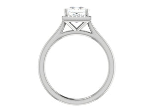 0.70 cts Princess Cut Solitaire Square Halo Diamond Platinum Ring JL PT RH PR 115   Jewelove.US