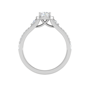 0.50cts Cushion Cut Solitaire Halo Diamond Split Shank Platinum Ring JL PT R3 RD 174   Jewelove.US