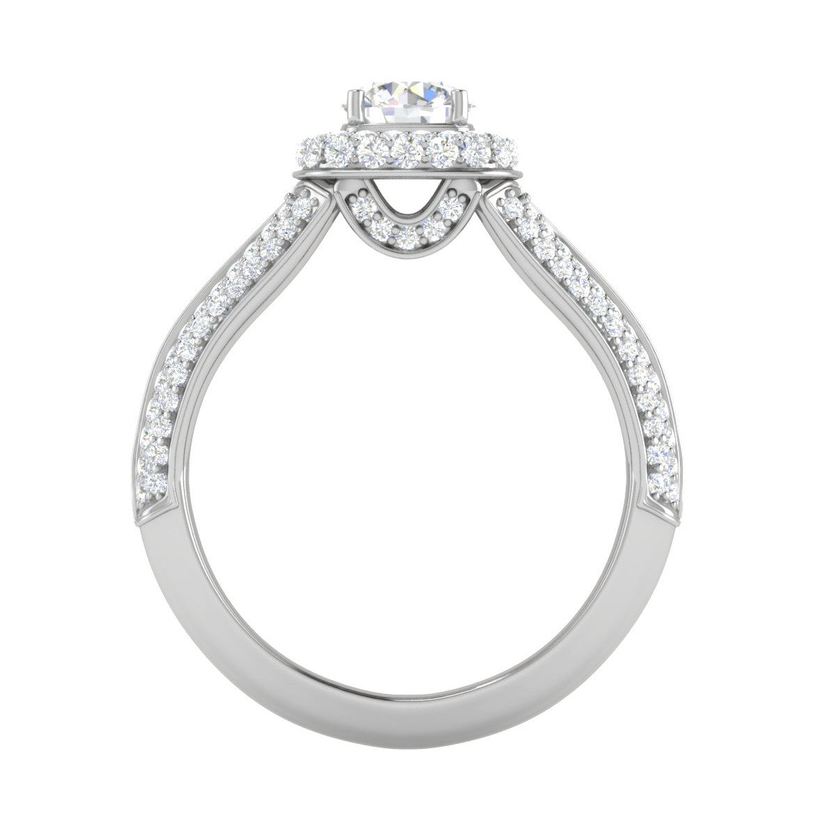 0.50 cts Solitaire Double Halo Diamond Split Shank Platinum Ring JL PT RH RD 196   Jewelove.US