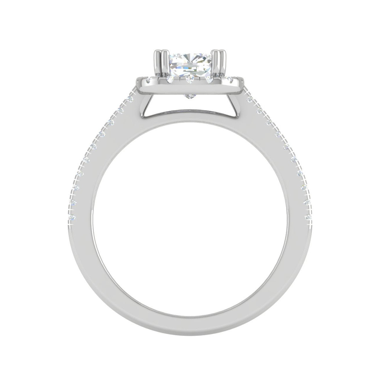 0.50 cts. Cushion Solitaire Halo Diamond Shank Platinum Ring JL PT RH CU 129   Jewelove.US