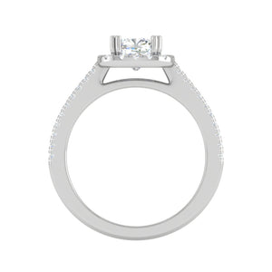 0.50 cts. Cushion Solitaire Halo Diamond Shank Platinum Ring JL PT RH CU 129   Jewelove.US