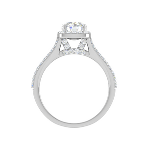 0.50cts Solitaire Halo Diamond Split Shank Platinum Ring JL PT WB573E   Jewelove.US