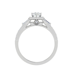 0.50 cts. Princess Cut Solitaire Halo Split Shank Platinum Engagement Ring JL PT JRW084608   Jewelove.US