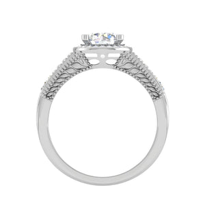 0.50cts Halo Solitaire Halo Diamond Split Shank Platinum Ring JL PT TRG130020   Jewelove.US