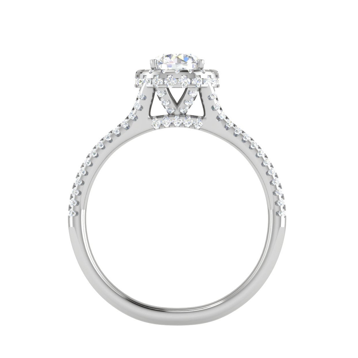 0.50 cts Solitaire Double Halo Diamond Split Shank Platinum Ring JL PT RH RD 242   Jewelove.US