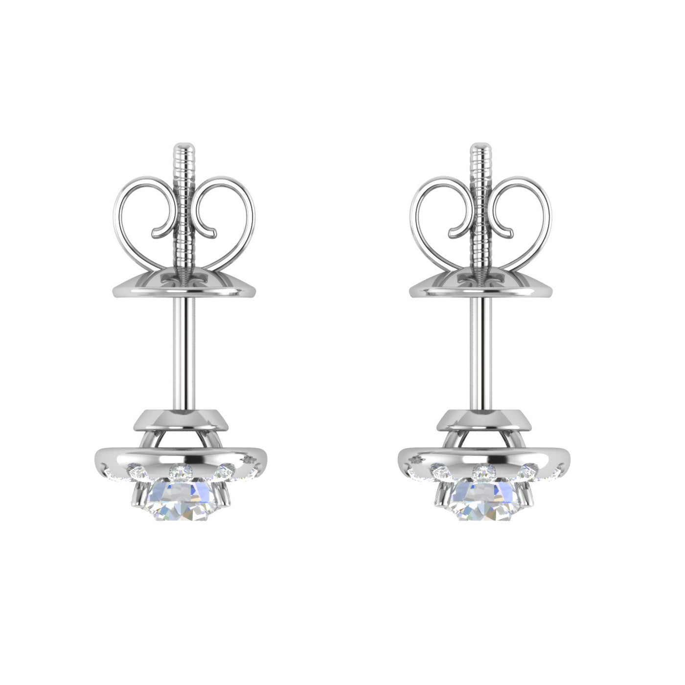 Platinum Solitaire Halo Earrings JL PT E EF10871   Jewelove.US