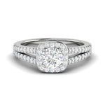 Load image into Gallery viewer, 0.70 cts Solitaire Halo Diamond Split Shank Platinum Ring JL PT RH RD 110   Jewelove
