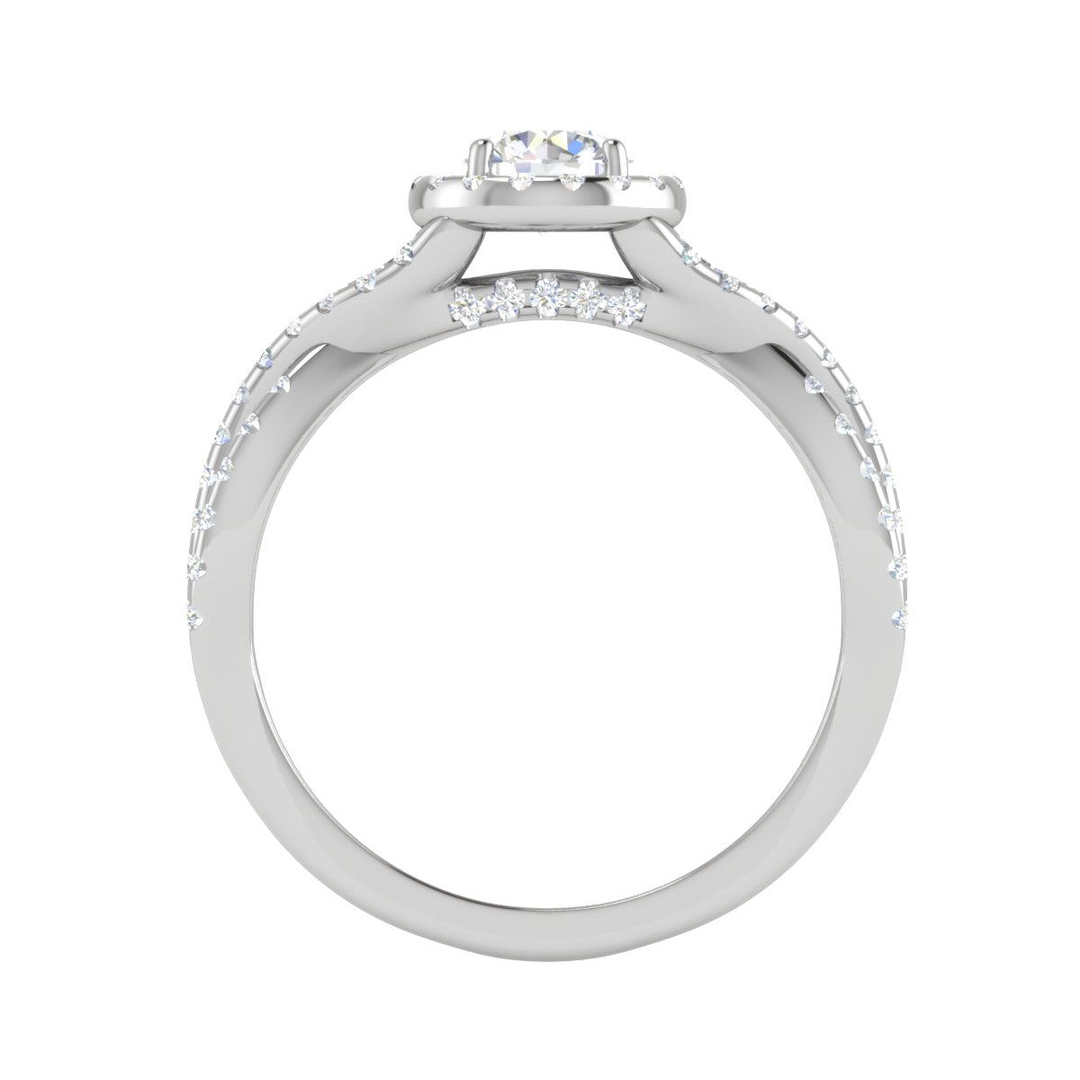 0.50 cts Solitaire Halo Diamond with Twisted Shank Platinum Ring JL PT RH RD 278   Jewelove.US