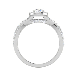 0.50 cts Solitaire Halo Diamond with Twisted Shank Platinum Ring JL PT RH RD 278   Jewelove.US