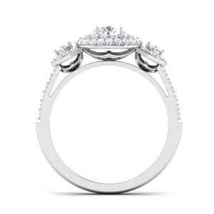 0.50 cts. Solitaire Double Halo Diamond Split Shank Platinum Ring JL PT RP CU 191   Jewelove.US