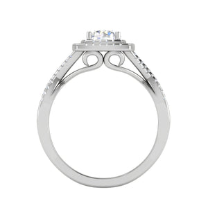 0.50 cts Solitaire Square Halo Diamond with Twisted Shank Platinum Ring JL PT RH RD 274   Jewelove.US