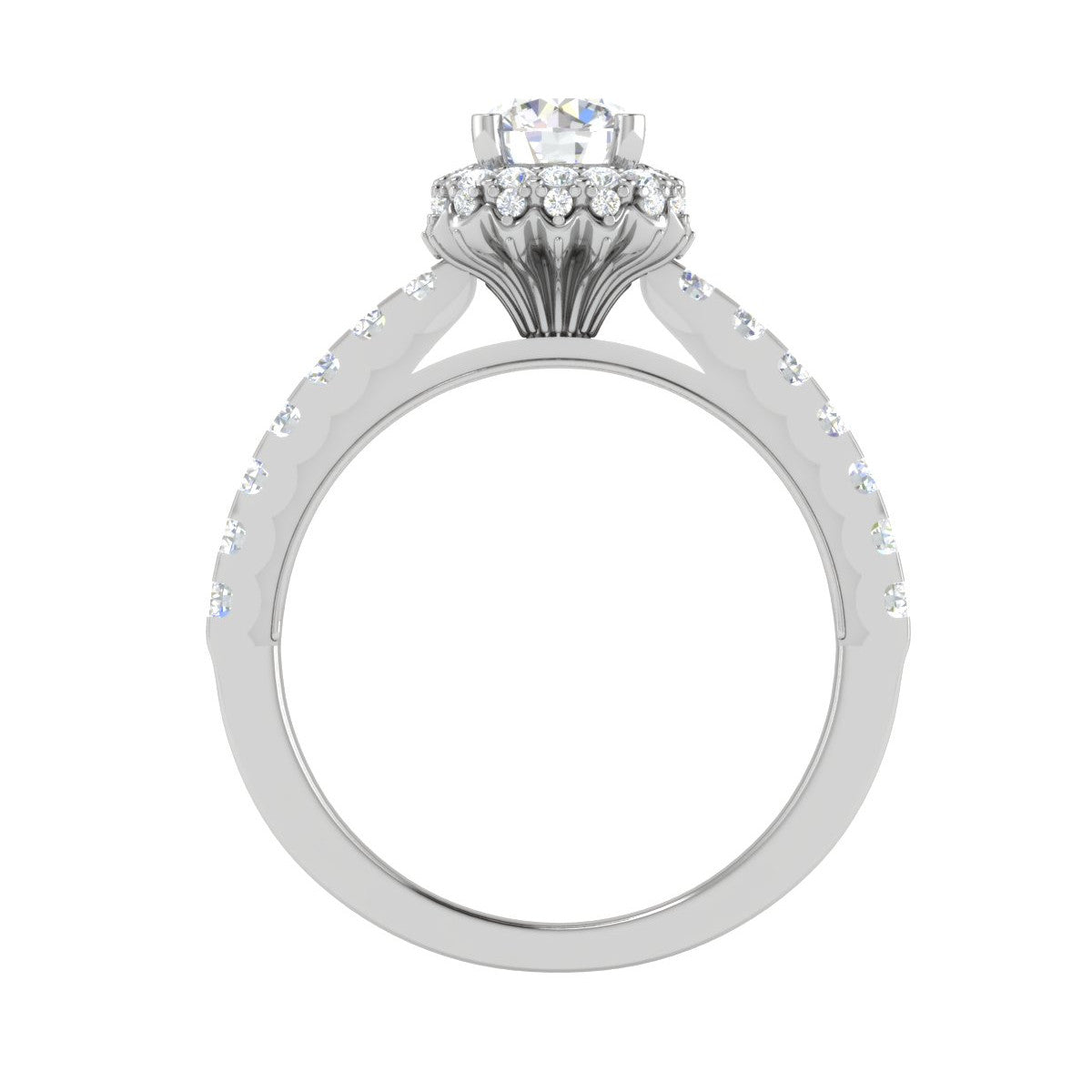 0.50 cts Solitaire Single Halo Diamond Shank Platinum Ring JL PT RH RD 191   Jewelove.US