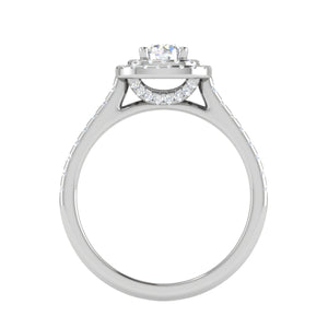 0.50 cts Solitaire Double Halo Diamond Shank Platinum Ring JL PT RH RD 251   Jewelove.US