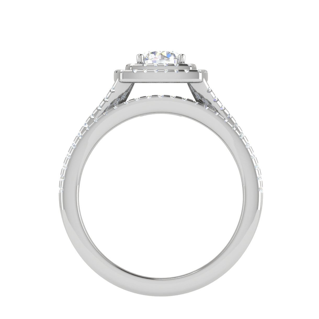 0.50cts Solitaire Double Halo Diamond Split Shank Platinum Ring JL PT RV RD 145   Jewelove.US