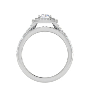 0.50cts Solitaire Double Halo Diamond Split Shank Platinum Ring JL PT RV RD 145   Jewelove.US