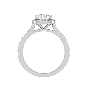 0.50 cts Solitaire Halo Diamond Shank Platinum Ring JL PT MHD0216M   Jewelove.US