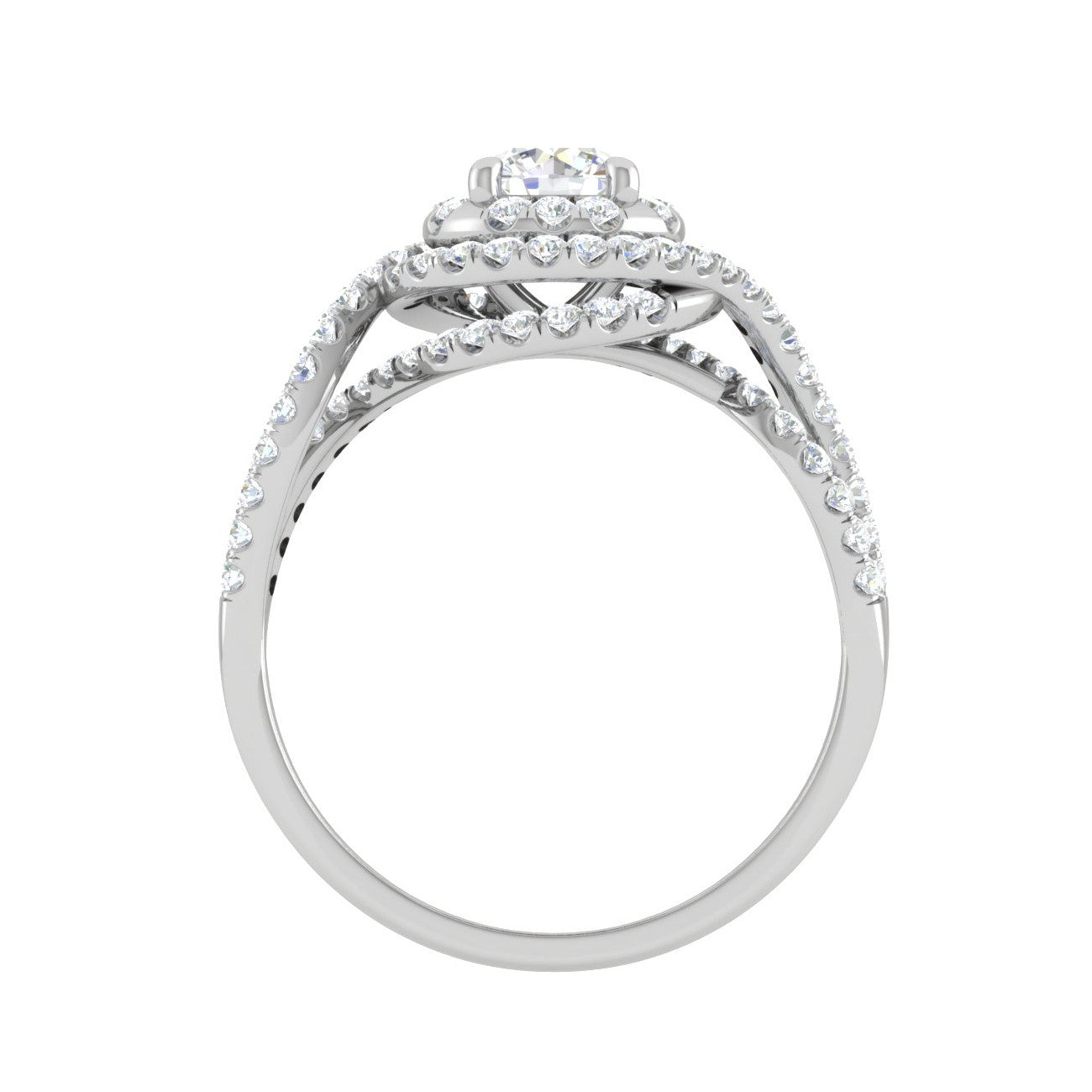 0.50cts Solitaire Double Halo Diamond Twisted Shank Platinum Ring JL PT WB5922E   Jewelove.US