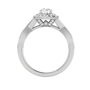 0.50 cts Solitaire Double Halo Diamond Twisted Shank Platinum Ring JL PT RP RD 204   Jewelove.US