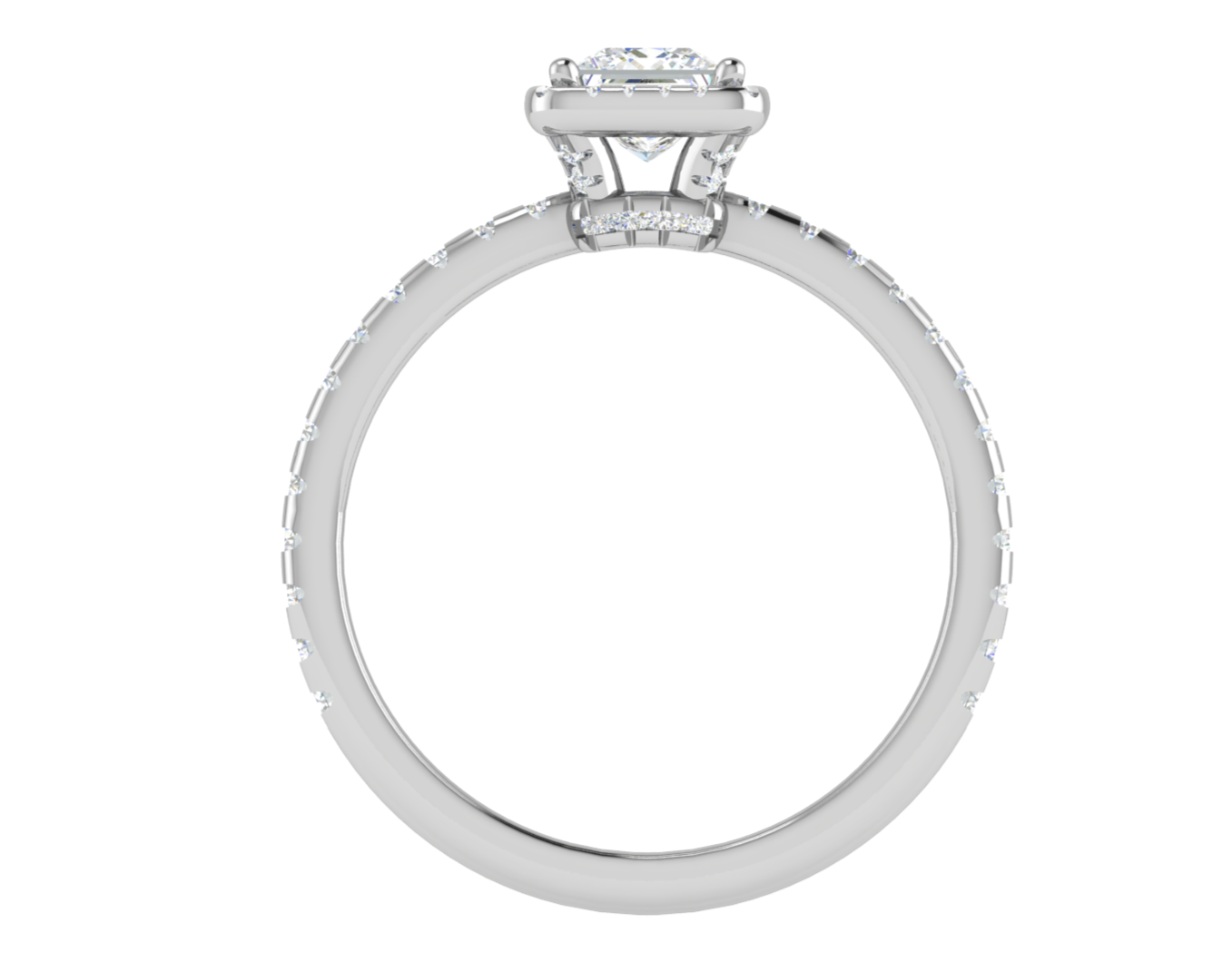 0.50 cts Princess Cut Solitaire Square Halo Diamond Shank Platinum Ring JL PT RH PR 245   Jewelove.US