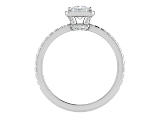0.50 cts Princess Cut Solitaire Square Halo Diamond Shank Platinum Ring JL PT RH PR 245   Jewelove.US