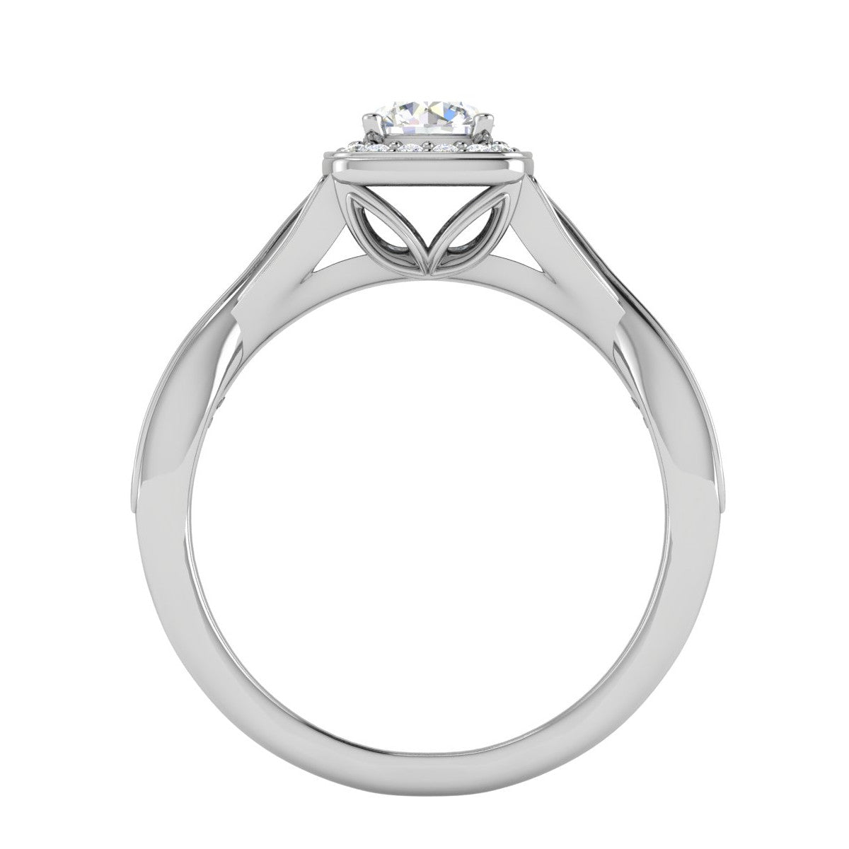 0.50 cts Solitaire Halo Diamond with Twisted Shank Platinum Ring JL PT RH RD 276   Jewelove.US