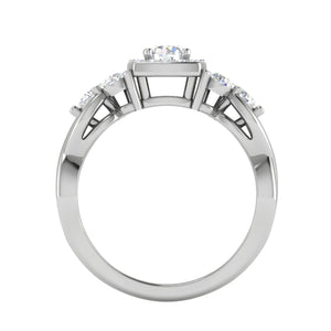 0.50 cts Solitaire Square Halo Diamond Accents Platinum Ring JL PT RH RD 272   Jewelove.US