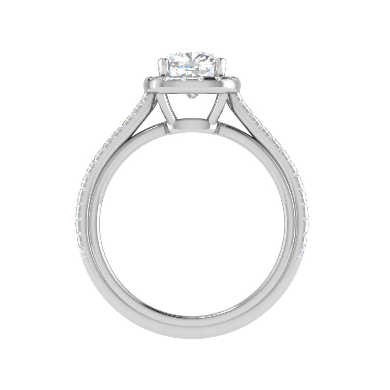 0.50 cts. Cushion Solitaire Halo Diamond Shank Platinum Ring JL PT RH CU 138   Jewelove.US