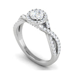 Load image into Gallery viewer, 0.50 cts Solitaire Halo Diamond with Twisted Shank Platinum Ring JL PT RH RD 278   Jewelove.US
