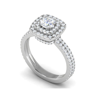 0.30 cts. Cushion Solitaire Double Halo Split Shank Platinum Ring JL PT RH CU 250   Jewelove.US