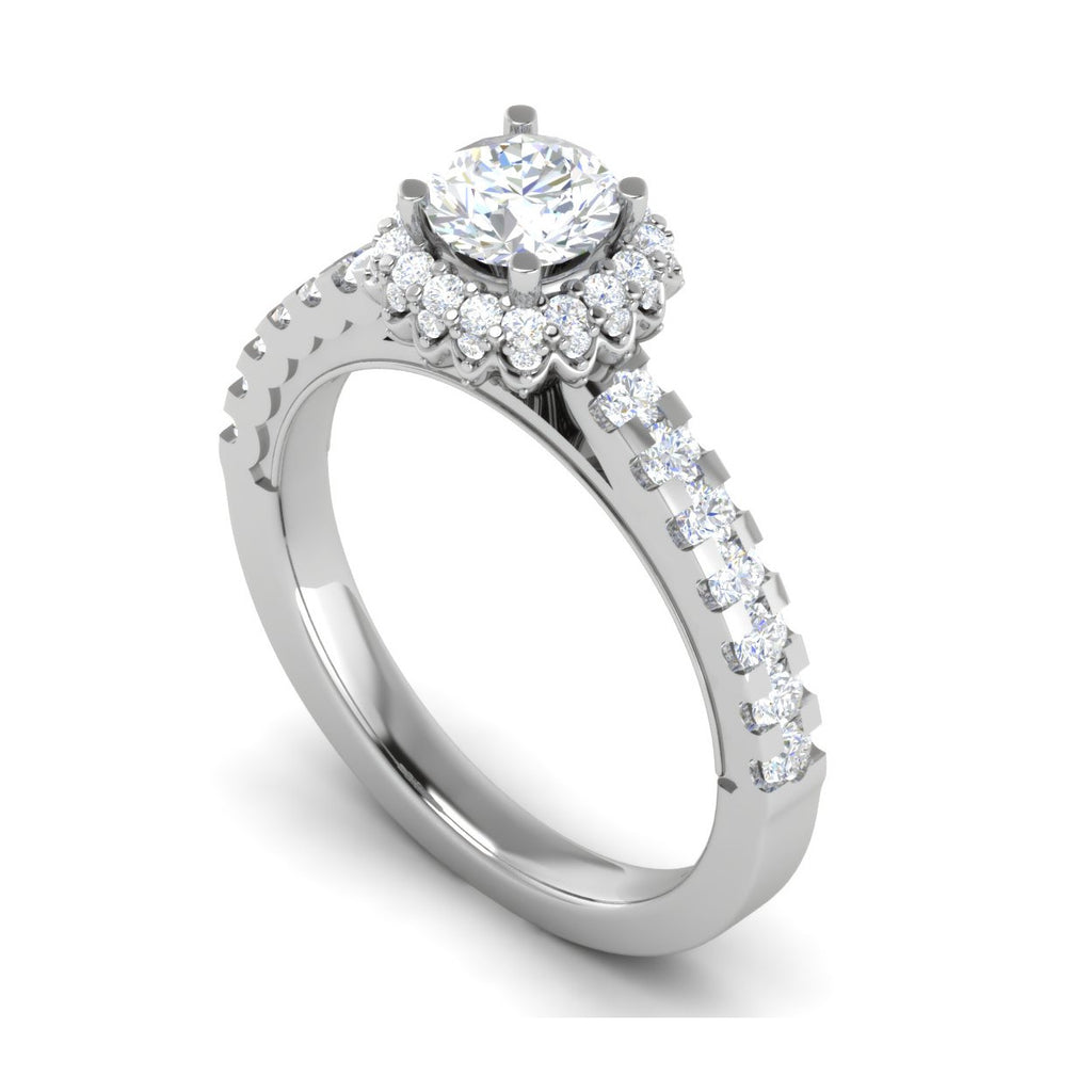 0.50 cts Solitaire Single Halo Diamond Shank Platinum Ring JL PT RH RD 191   Jewelove.US