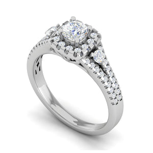 0.30 cts. Cushion Solitaire Halo Split Shank Platinum Engagement Ring JL PT JRW1543MM   Jewelove.US