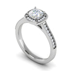 Load image into Gallery viewer, 0.50 cts Solitaire Square Halo Diamond Shank Platinum Ring JL PT RH RD 170   Jewelove.US
