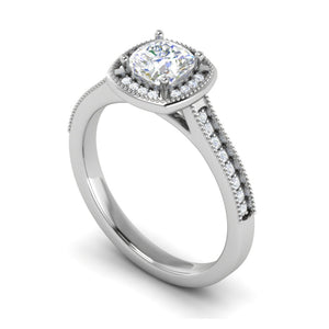 0.50 cts Solitaire Square Halo Diamond Shank Platinum Ring JL PT RH RD 170   Jewelove.US