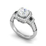 Load image into Gallery viewer, Designer 0.50cts Solitaire Halo Diamond Split Shank Platinum Ring JL PT EN7160-1WG   Jewelove.US
