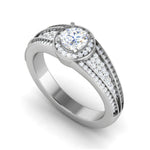 Load image into Gallery viewer, 0.50 cts Halo Diamond Split Shank Solitaire Platinum Diamond Ring JL PT RH RD 197   Jewelove.US
