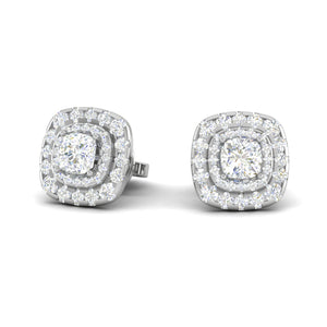 Cushion Solitaire Double Halo Diamond Earrings for Women JL PT E SE CU 109   Jewelove