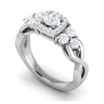 Load image into Gallery viewer, 0.50 cts Solitaire Square Halo Diamond Accents Platinum Ring JL PT RH RD 272   Jewelove.US
