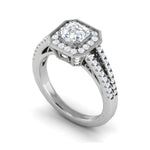 Load image into Gallery viewer, 0.50cts Asscher Solitaire Halo Diamond Split Shank Platinum Ring JL PT EN7203WB   Jewelove.US
