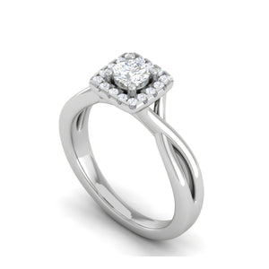 0.30 cts. Solitaire Square Halo Diamond Twisted Shank Platinum Ring JL PT JRW1332MM   Jewelove.US