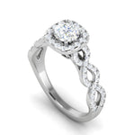 Load image into Gallery viewer, 0.50 cts Solitaire Halo Diamond Twisted Shank Platinum Ring JL PT RH RD 265   Jewelove.US
