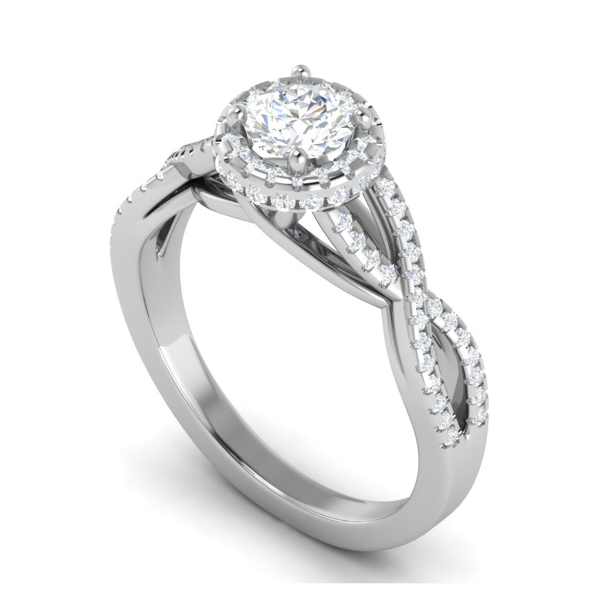 0.50 cts Solitaire Double Halo Diamond Twisted Shank Platinum Diamond Ring JL PT RH RD 174   Jewelove.US