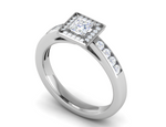 Load image into Gallery viewer, 0.50 cts Princess Cut Solitaire Square Halo Diamond Shank Platinum Ring JL PT RH PR 289   Jewelove.US
