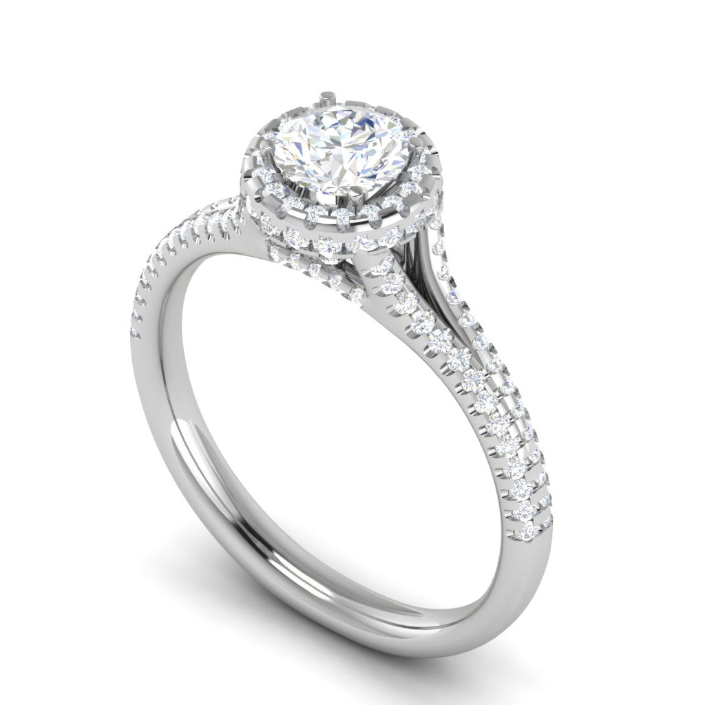 0.50 cts Solitaire Double Halo Diamond Split Shank Platinum Ring JL PT RH RD 242   Jewelove.US