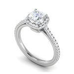 Load image into Gallery viewer, 0.50 cts. Cushion Solitaire Halo Diamond Shank Platinum Ring JL PT RH CU 138   Jewelove.US
