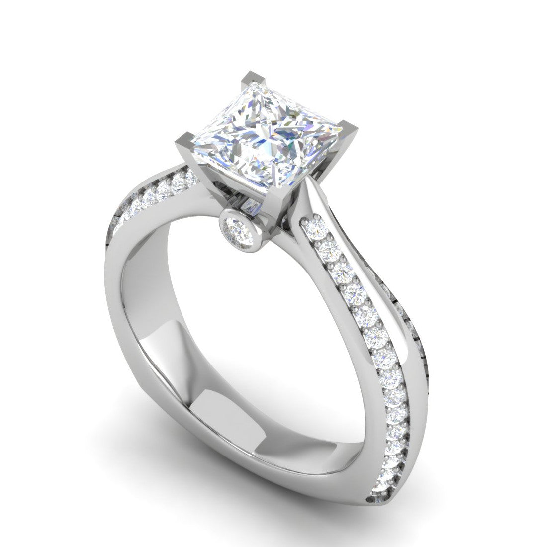 0.50 cts. Princess Cut Diamond Shank Platinum Solitaire Engagement Ring JL PT RP PR 107   Jewelove.US