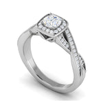 Load image into Gallery viewer, 0.50 cts Solitaire Halo Diamond with Twisted Shank Platinum Ring JL PT RH RD 276   Jewelove.US
