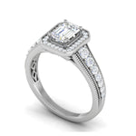 Load image into Gallery viewer, 0.70 cts Emerald Cut Solitaire Halo Diamond Shank Platinum Ring JL PT JRW2824MM   Jewelove.US
