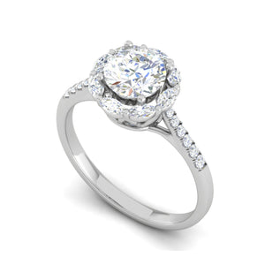 0.50cts Solitaire with Marquise Halo Diamond Shank Platinum Ring JL PT WB5928E   Jewelove.US