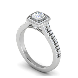 0.50 cts Solitaire Square Halo Diamond Split Shank Platinum Ring JL PT RH RD 262   Jewelove.US