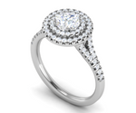 Load image into Gallery viewer, 0.70 cts Solitaire Double Halo Diamond Shank Platinum Ring JL PT RH RD 105   Jewelove.US
